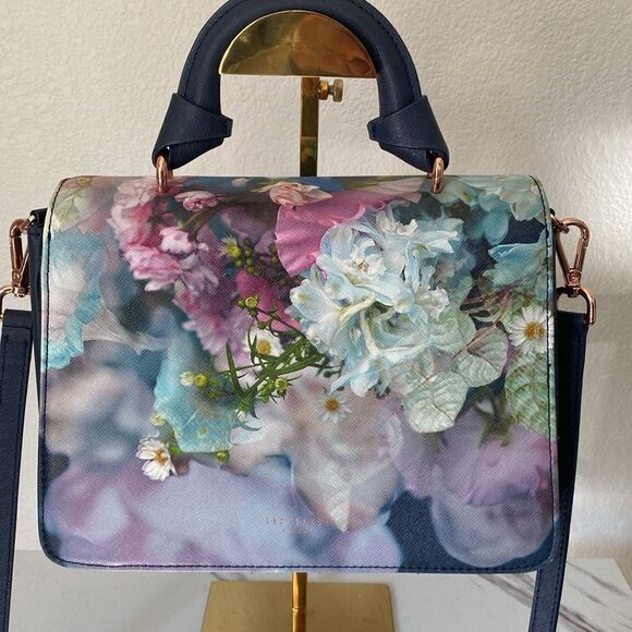 Ted Baker Navy Blue Floral Crossbody Handbag - Picture 6 of 8